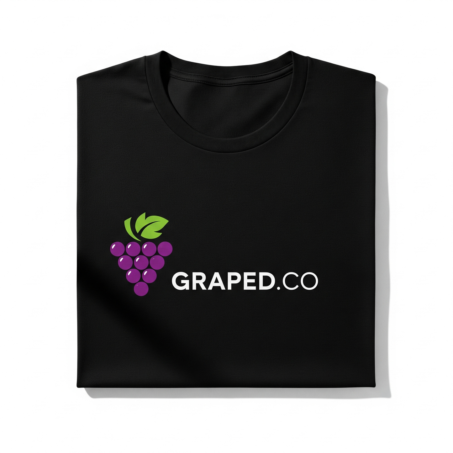 T-shirt with mock brand label at neck: “GRAPED.CO – Wear the Pride.”